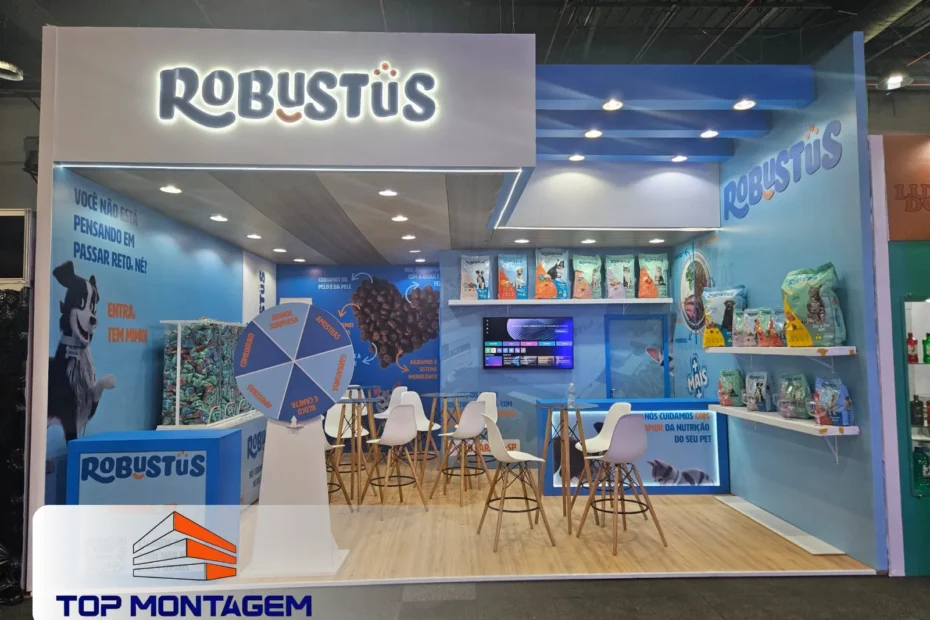 Estande da Robustüs criado pela Top Montagem na SuperPet 2025, com design estratégico e ambientes acolhedores.