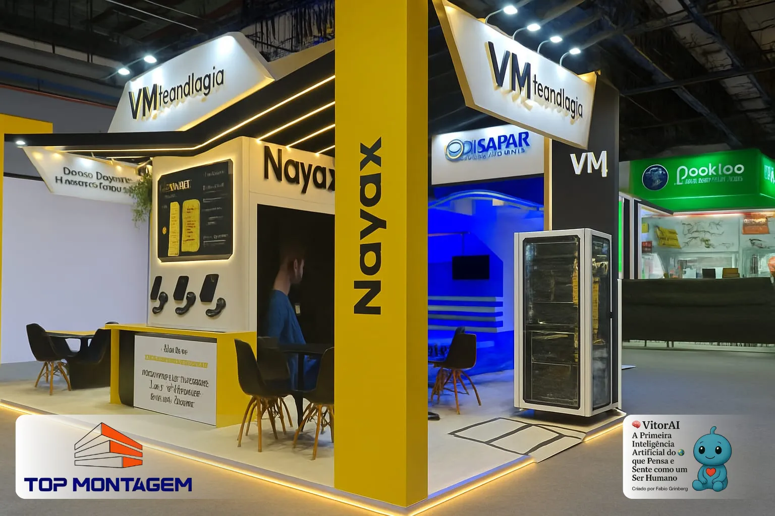 Projeto imersivo da Top Montagem para a VM Tecnologia na ABF Franchising Expo 2025