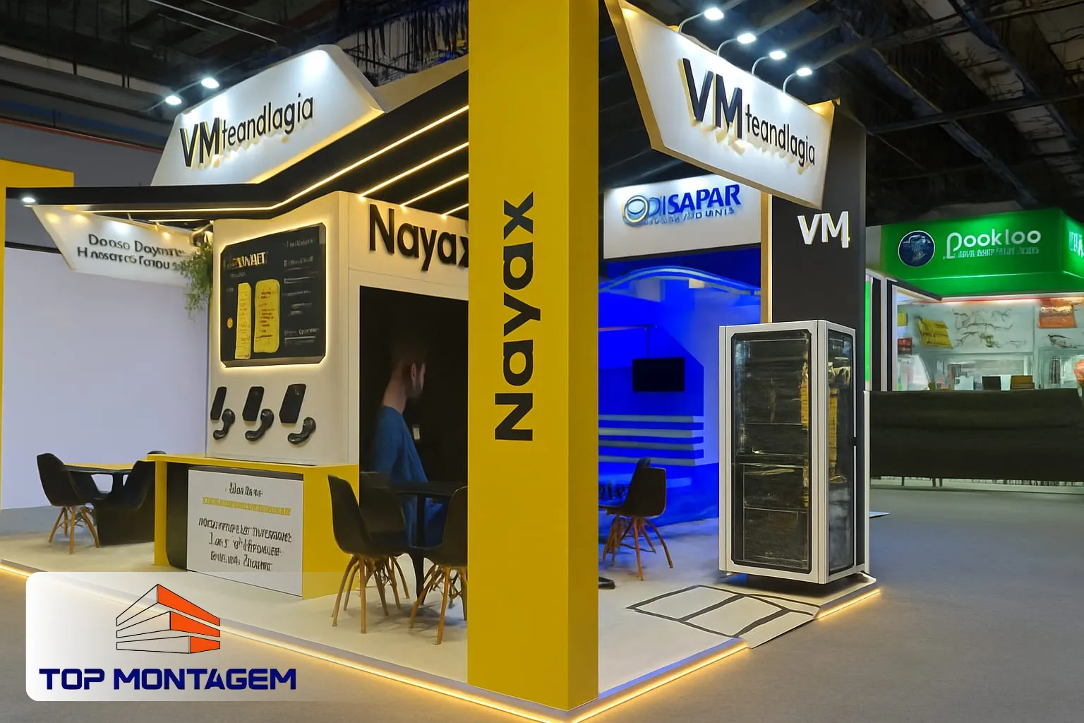 Projeto imersivo da Top Montagem para a VM Tecnologia na ABF Franchising Expo 2025